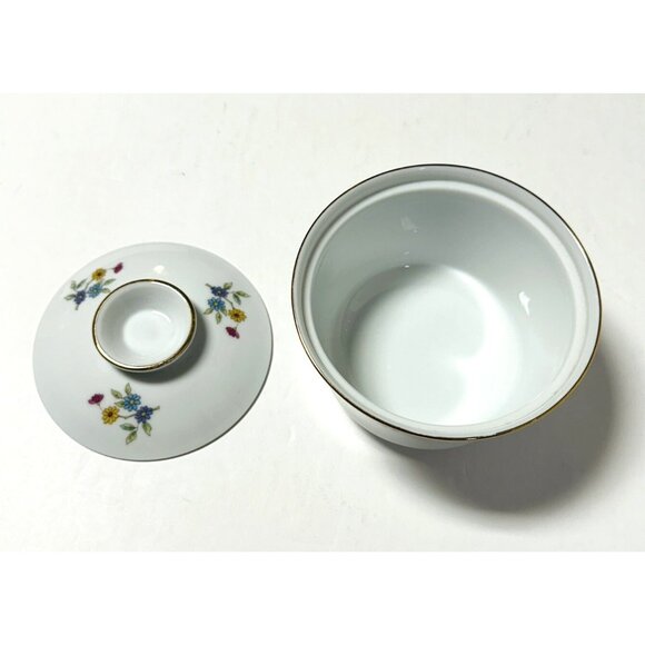 Liling Fine China Yung Shen Sugar Bowl with Lid Porcelain Gold Trim Flowers - Picture 7 of 9